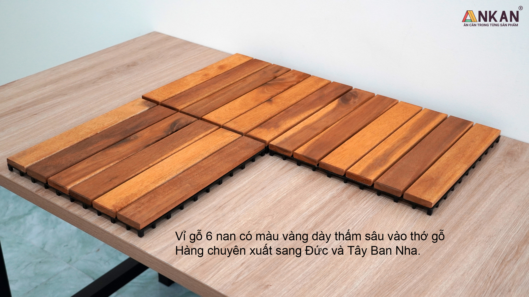 Combo 9 Ván Sàn Gỗ Tự Nhiên Màu Nâu Vàng, Vỉ Gỗ Lót Sàn Ban Công, Sân Vườn, Hồ Bơi, Phòng Spa, Siêu Bền, Chịu Nước Tốt, Chống Trơn Trượt, Tiêu Chuẩn Xuất Khẩu