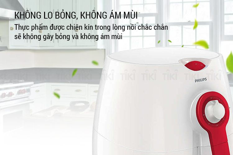 Nồi Chiên Không Dầu Philips HD9217/00 (1425W) - Trắng Đỏ