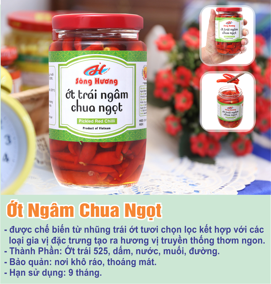 3 Hũ Ớt Ngâm Chua Ngọt Sông Hương Foods Hũ 160g 1