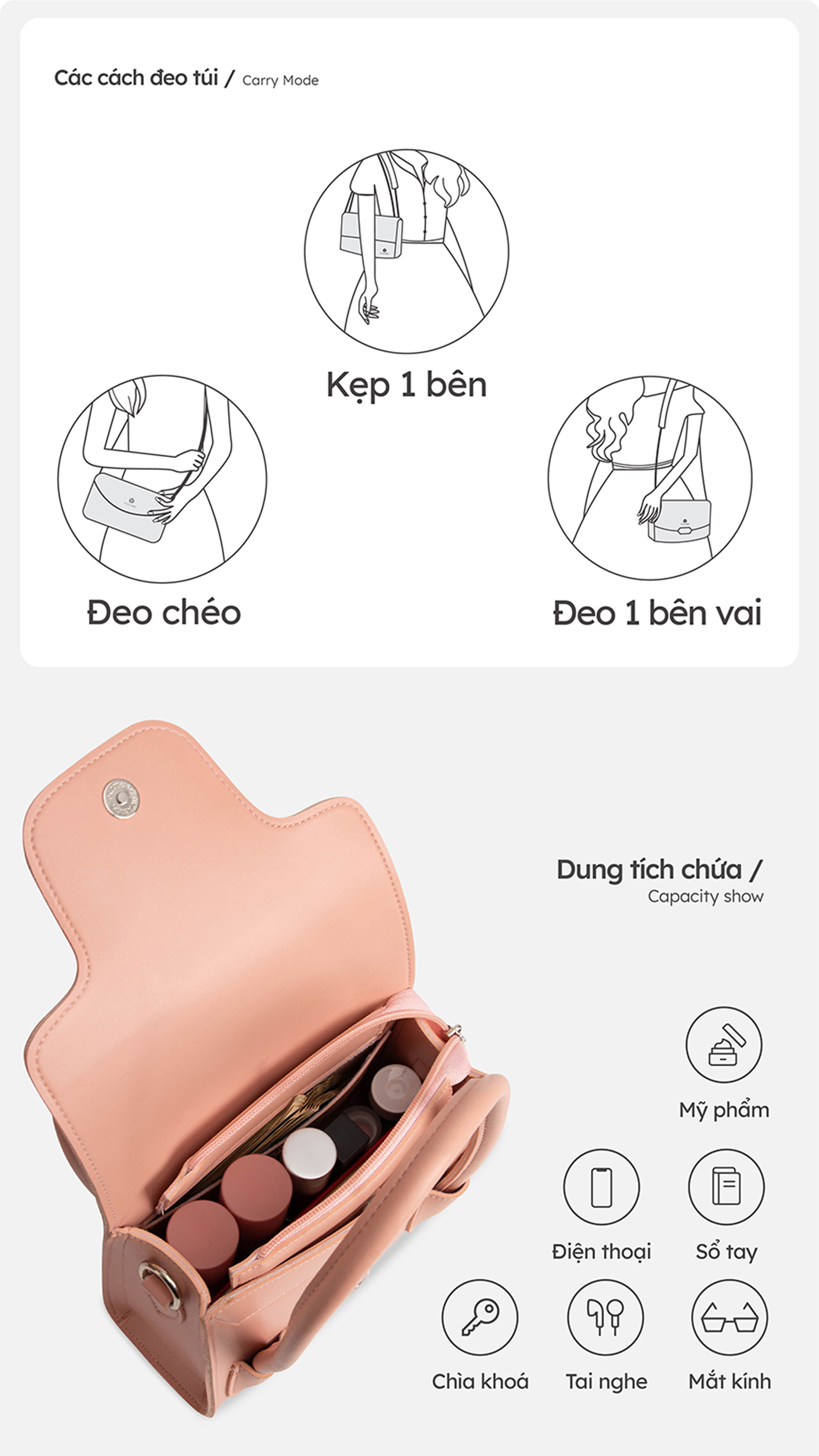 Túi Yuumy ( Thời trang nữ nắp gập cách điệu - Túi đeo chéo da Seasand YN227 )
