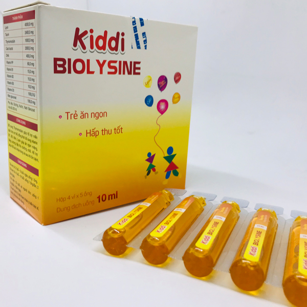 Thực phẩm chức năng tăng cường hệ miễn dịch, tăng cường hấp thu, giúp bé ăn ngon miệng KIDDI BIOLYSINE (Hộp 4 vỉ x 5 ống 10ml)