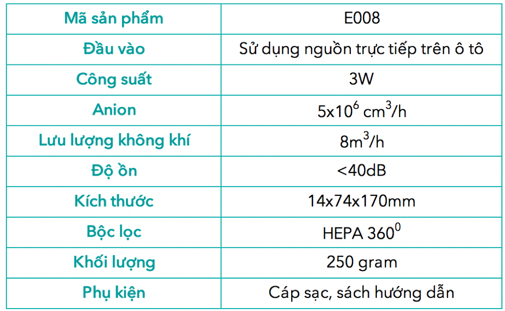 máy lọc khí ô tô ebraco e008 - hàng chính hãng 4