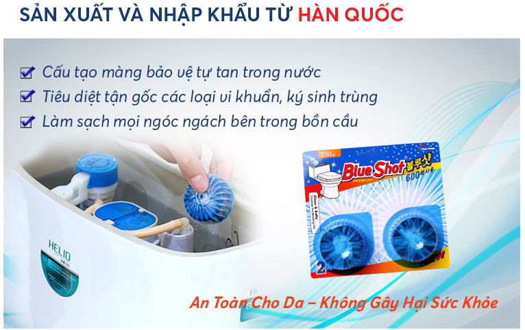 Combo 3 Vỉ Tẩy Diệt Khuẩn Vệ Sinh Bồn Cầu Cao Cấp Hàn Quốc Blueshot 2