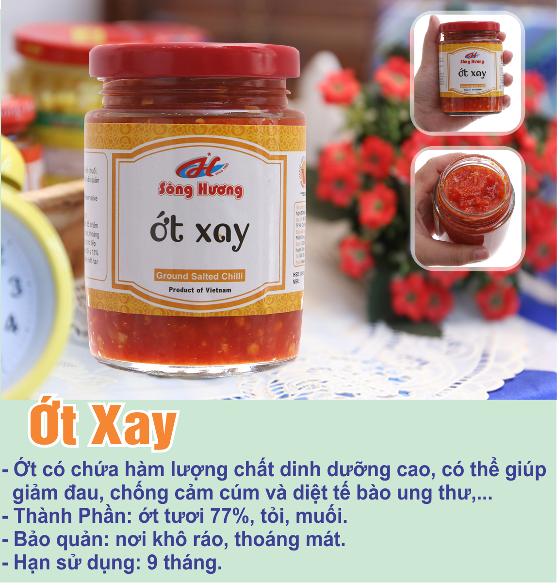 Ớt Tươi Xay Sông Hương Foods Hũ 390g 1