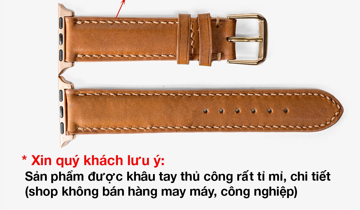 Dây đồng hồ dành cho AW da bò Vintage D116 - Hàng khâu tay thủ công cao cấp