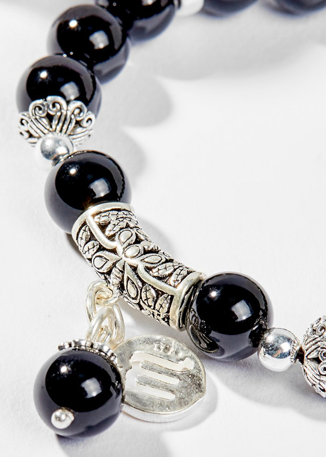 Vòng Tay Phong Thủy Đá Obsidian Phối Charm Cung Hoàng Đạo Thiên Yết (8mm) Mệnh Thủy, Mộc