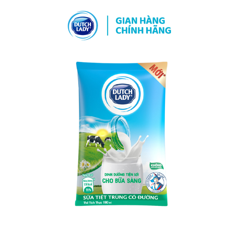 Thùng 48 Bịch Sữa Tiệt Trùng Dutch Lady Cô Gái Hà Lan Có Đường 180ml