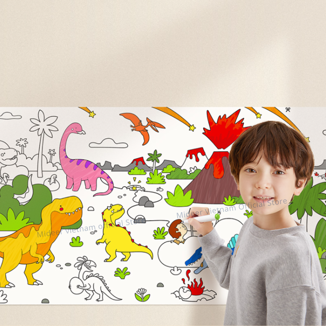 Tranh tô màu dán tường cho bé khổng lồ 4m*40cm Mideer Adhesive Colouring Scroll