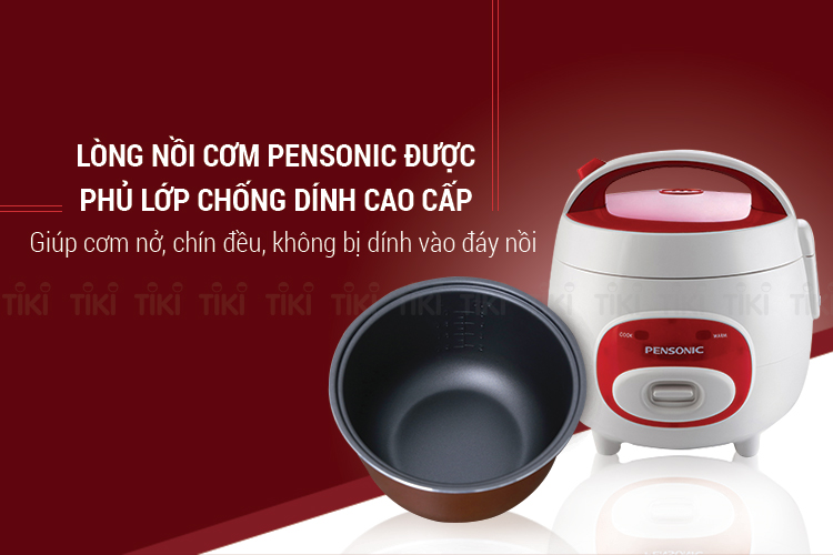 Nồi Cơm Điện Pensonic PSR-1001R (1L) - Trắng Đỏ