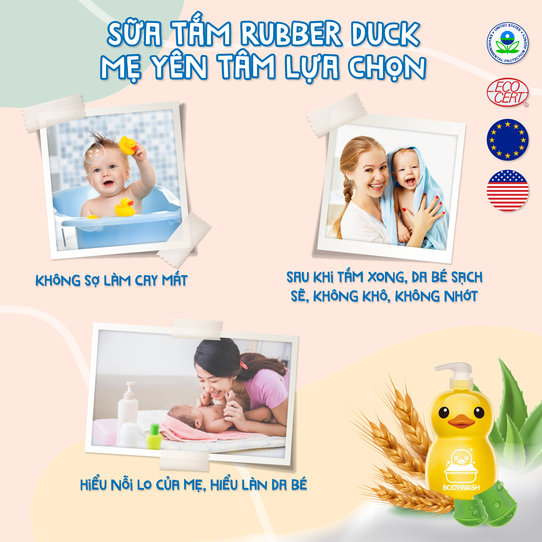 Sữa tắm DƯỠNG ẨM gia đình Rubber Duck 1000ml KHÁNG KHUẨN (DÙNG ĐƯỢC CHO TRẺ SƠ SINH) 4