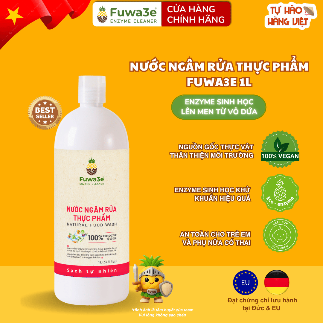 Nước ngâm rửa rau củ quả enzyme sinh học từ vỏ dứa Fuwa3e 1000ml / 100ml
