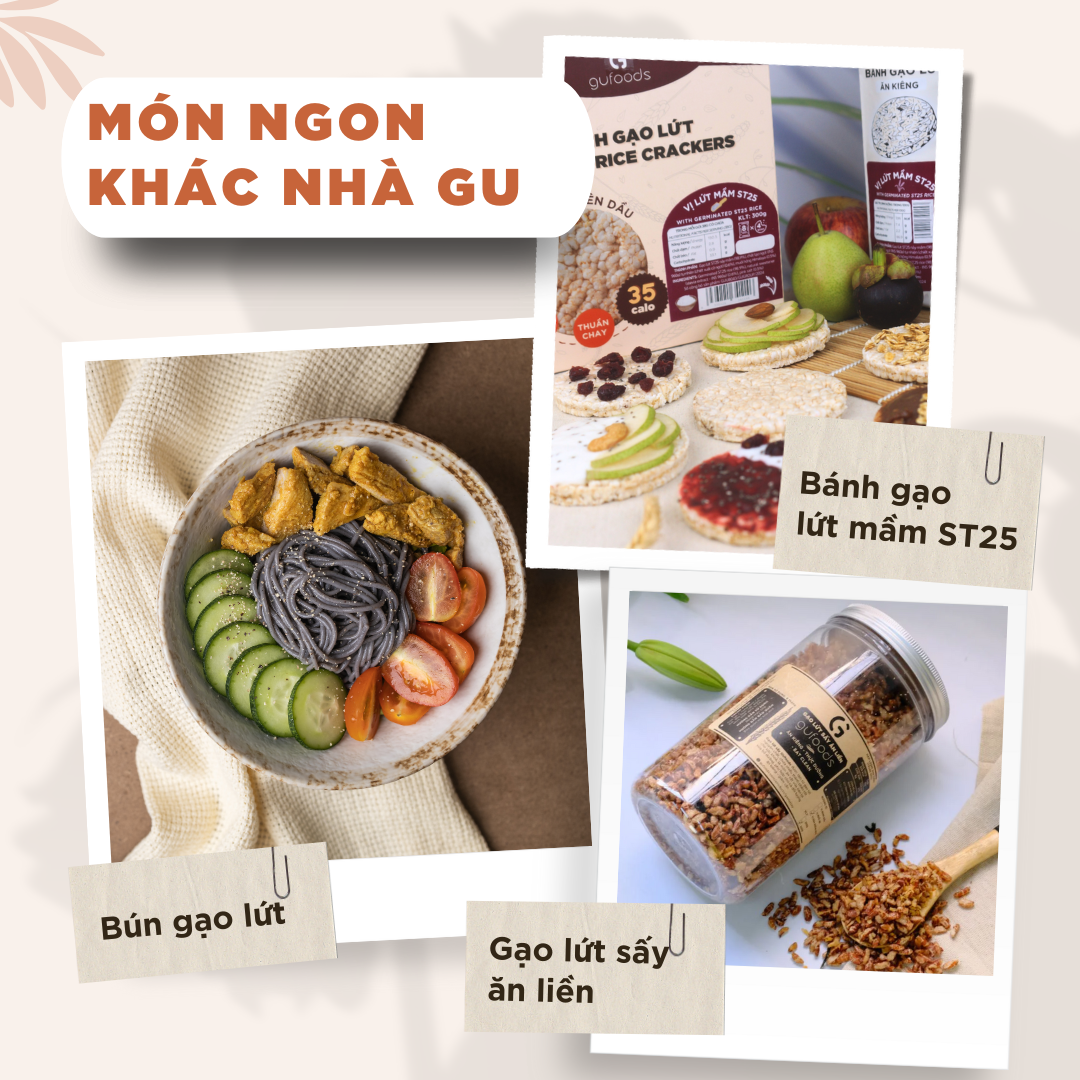 Snack gạo lứt ngũ cốc nguyên hạt GUfoods - Không đường, Không chiên dầu, Không gluten, Thanh đạm, Lành mạnh, Phù hợp Eat clean, Ăn vặt healthy, Tiện lợi, Thuần chay
