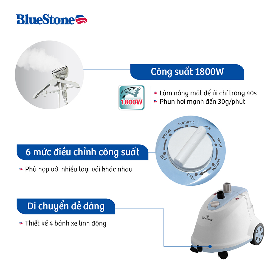 Bàn Ủi Hơi Nước Đứng Bluestone GSB-3911 (1800W) - Hàng Chính Hãng