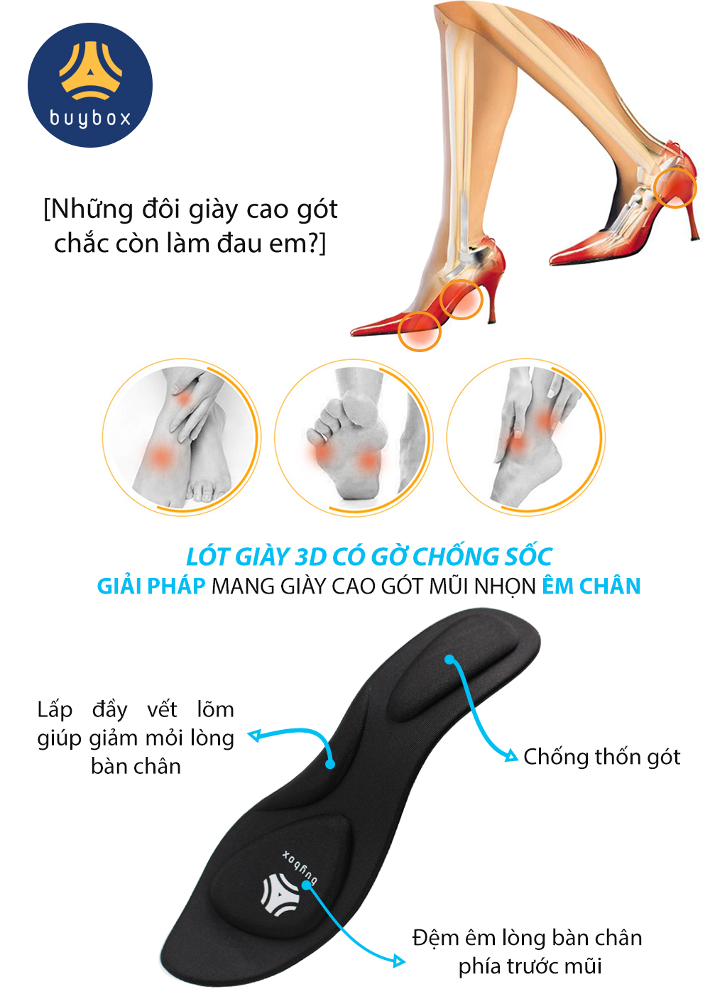 Những đôi giày cao gót có còn làm đau em? Sử dụng lót giày cao gót mũi nhọn 4D để giảm các triệu chứng đau mỏi bàn chân và thư giãn cùng bài này chill phết