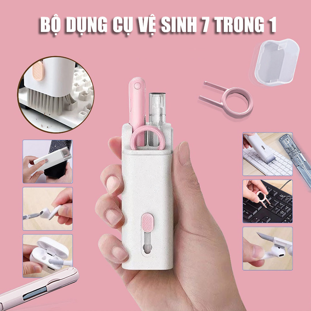 Bộ dụng cụ vệ sinh bàn phím máy tính, laptop, máy ảnh, tai nghe đa năng 7in1 nhỏ gọn tiện lợi, dễ dàng mang theo - Hàng chính hãng