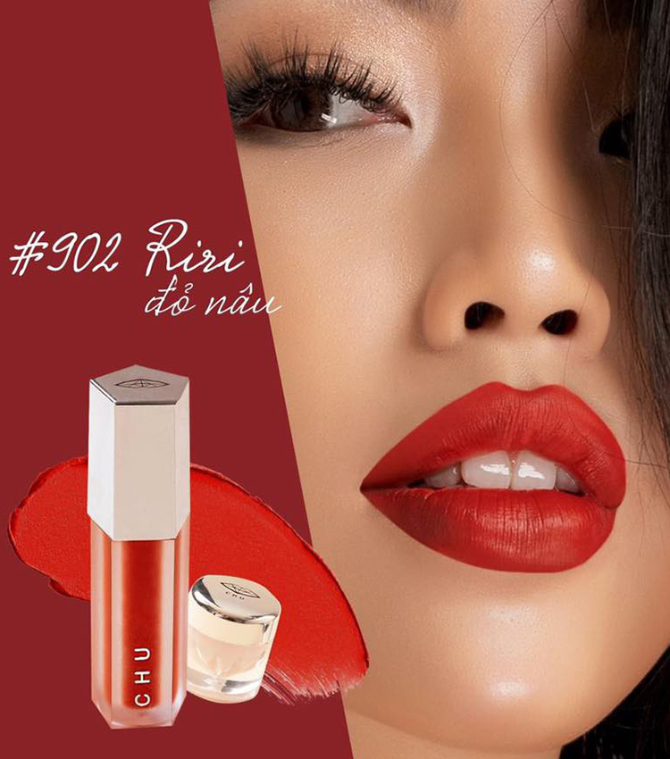 Son Nhung Chu Lipstick - Son Kem Lì Mượt Mịn & Bám Màu Lâu Trôi - Tặng Kèm Túi Và Son Dưỡng