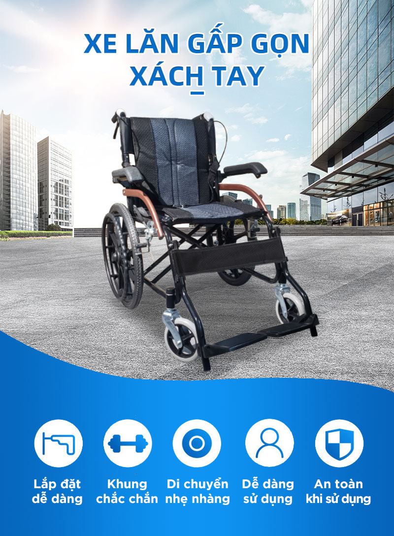 xe lăn gấp gọn xách tay, siêu nhỏ gọn, siêu nhẹ 10