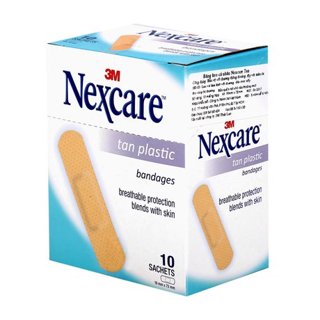 Hộp 10 gói Băng keo cá nhân 3M Nexcare TAN 10 miếng gói 3