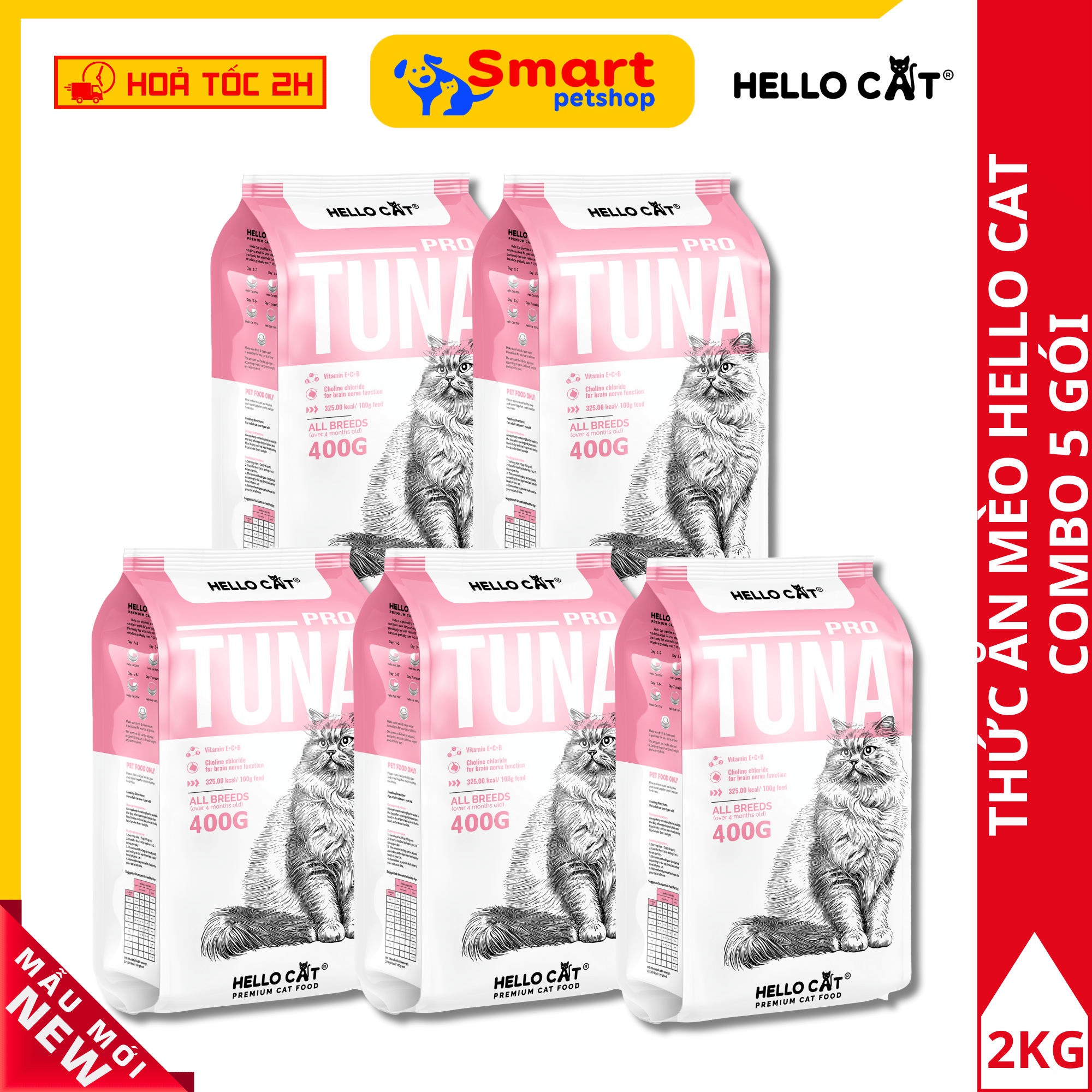 Thức Ăn Cho Mèo Hello Cat Tuna Vị Cá Ngừ 400G
