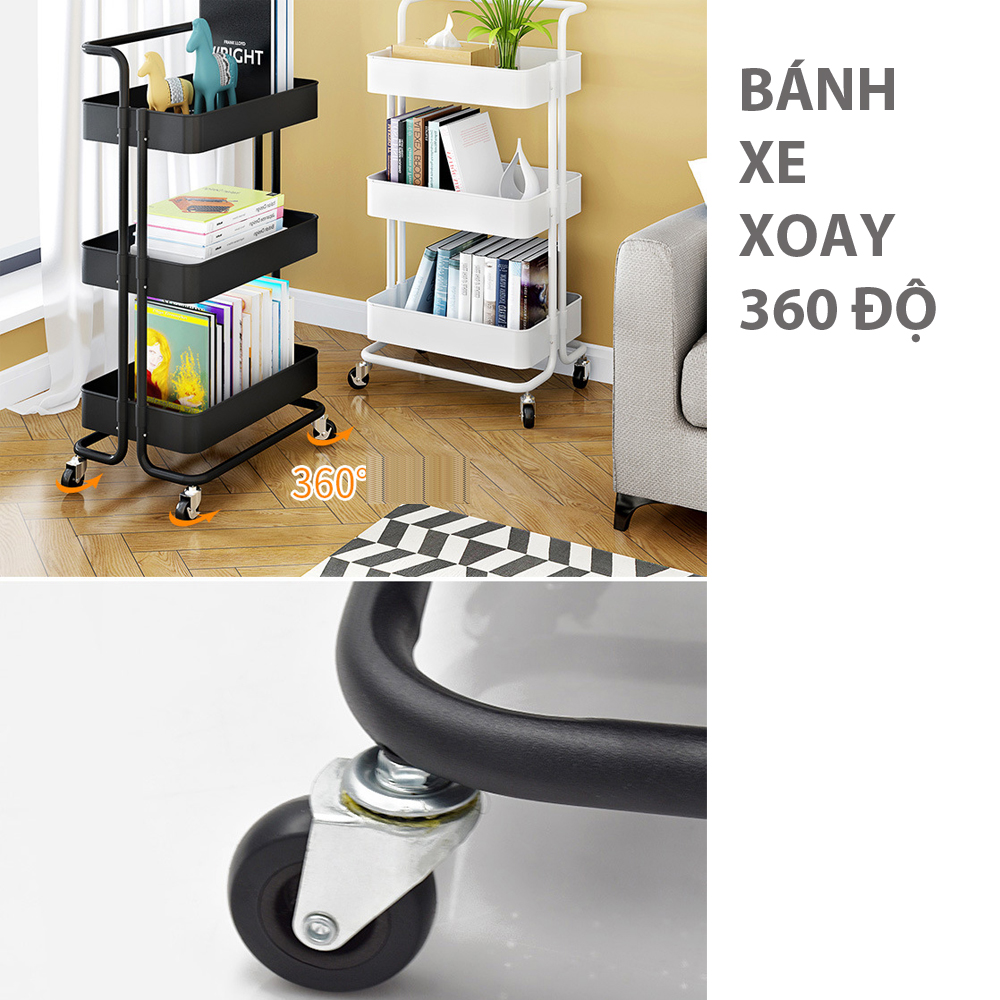 kệ để đồ đa năng có bánh xe 3 tầng