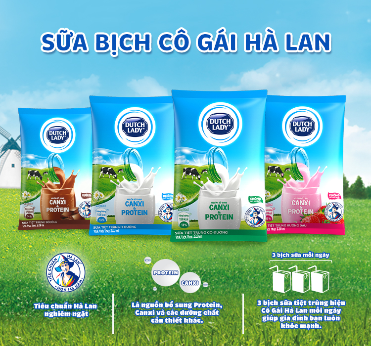 Thùng 48 Bịch Sữa Tiệt Trùng Dutch Lady Dâu (48X220ml)