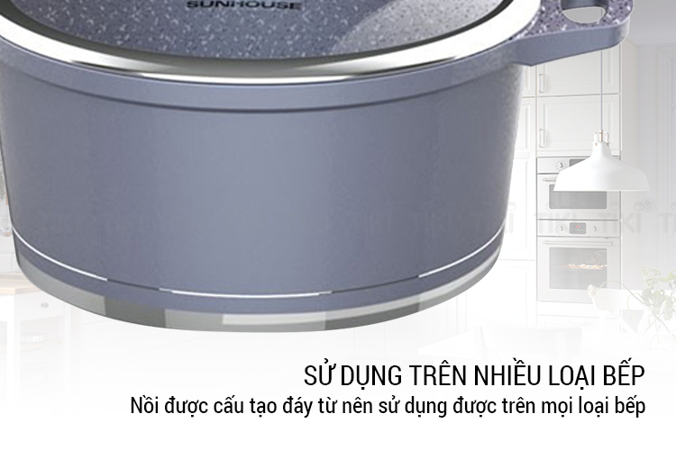 Bộ Nồi Quánh Vân Đá Đáy Từ Sunhouse SHG2003MMA - Xanh