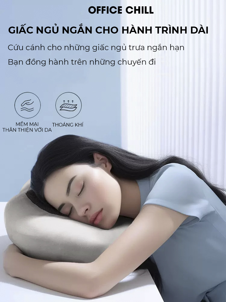 Gối Kê Cổ Công Thái Học Chất Liệu Cao Su Non Cao Cấp, Gối Tựa Cổ Chữ U Văn Phòng Làm Việc Du Lịch Bảo Hành 90 Ngày