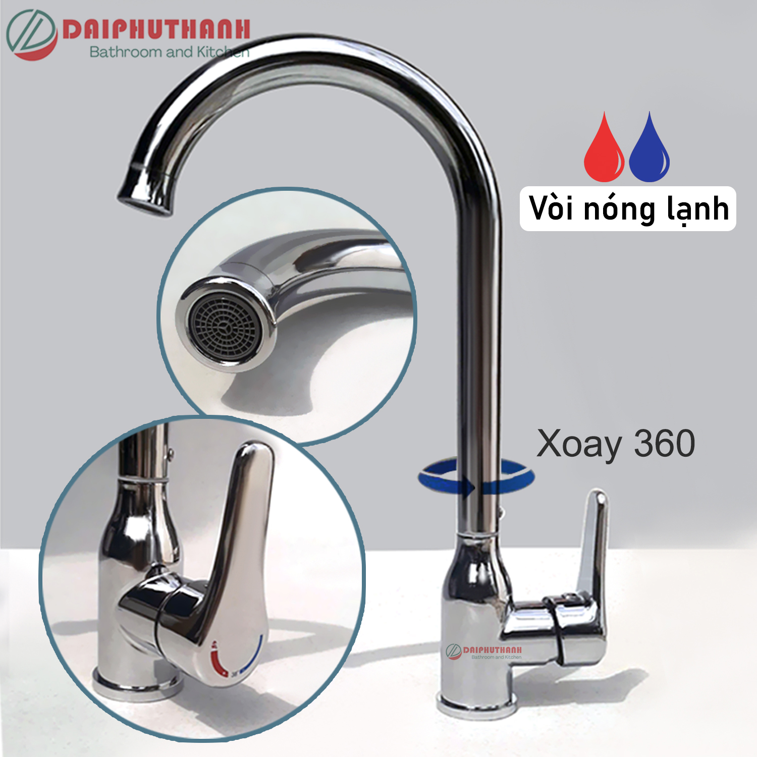 COMBO Chậu Rửa Chén Bát 1 Hộc 60x45cm Có Chân Cao 81cm Kèm Vòi Inox Nóng Lạnh - Gồm kệ chân, chậu, vòi, bộ xả, tặng đầu xịt xà bông