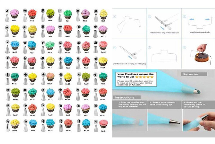 73Pcs/Set DIY Cake Turntable Baking Nozzles Tools Set for Decor