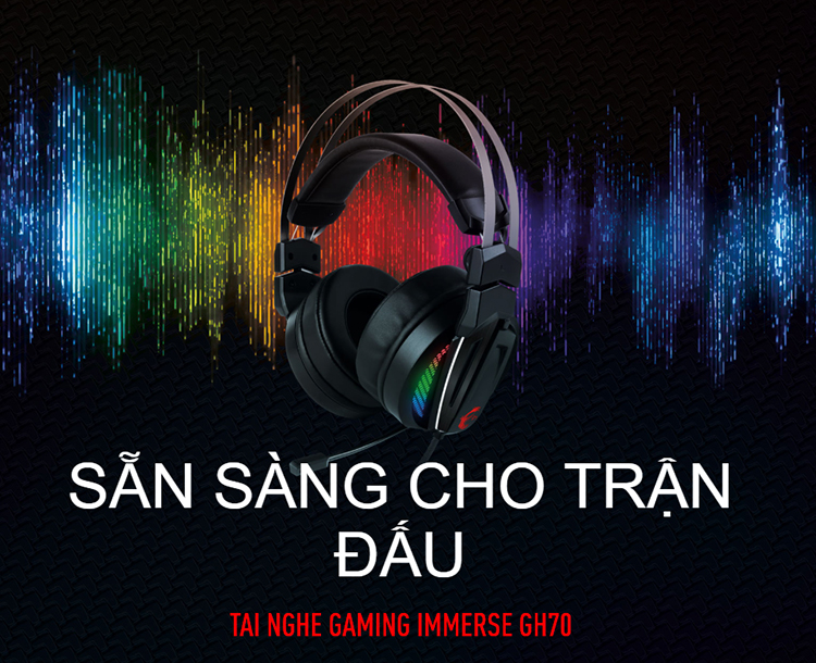 Tai nghe Gaming MSI IMMERSE GH70 - Hàng Chính Hãng