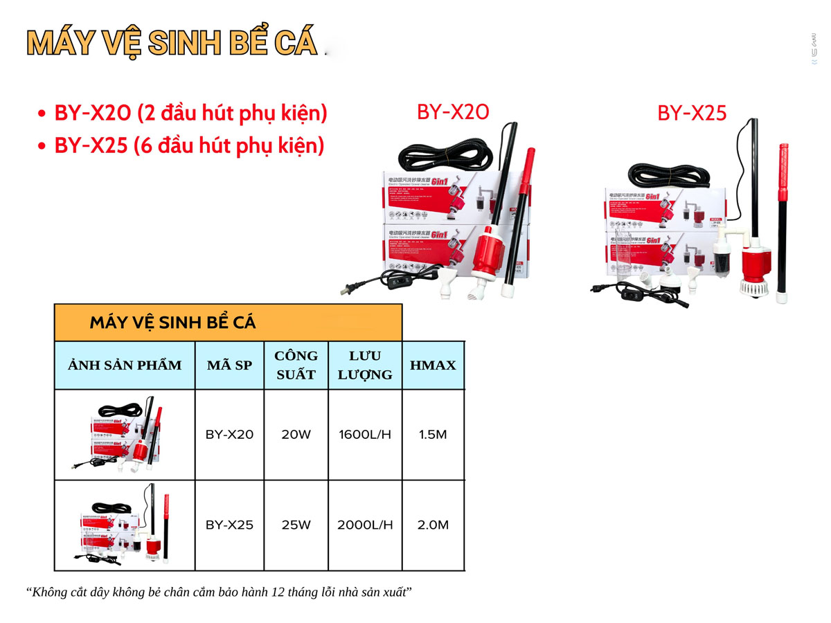 áy hút cặn vệ sinh bể cá 6IN1 Tích Hợp bơm BY-X20 & BY-X25