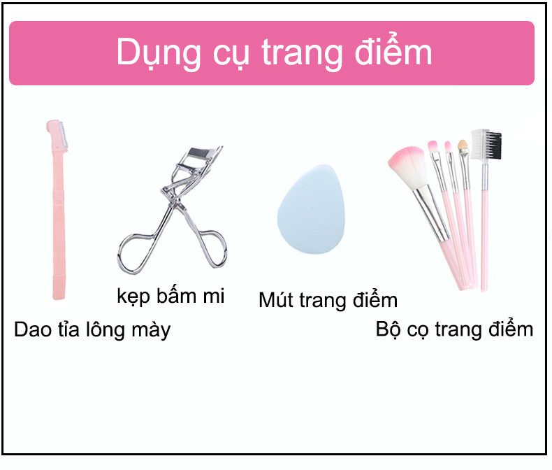 Combo trang điểm LAMEILA 17 món Kem BB+Phấn phủ*2+Phấn mắt+Mascara+Chì kẻ mày+Kem Lót Cách Ly Kem +Son môi *2+bút tạo khối +kẻ mắt+Phấn má hồng+kẹp bấm mi+Dao tỉa lông mày+Cọ trang điểm+Kem che khuyết điểm+Mút trang điểm