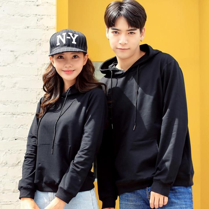 Combo Áo Khoác Hoodie Cặp -Couple Nam Nữ Trắng (Đen) -Trơn Nỉ Bông -Thời Trang Kactus Cao Cấp 1