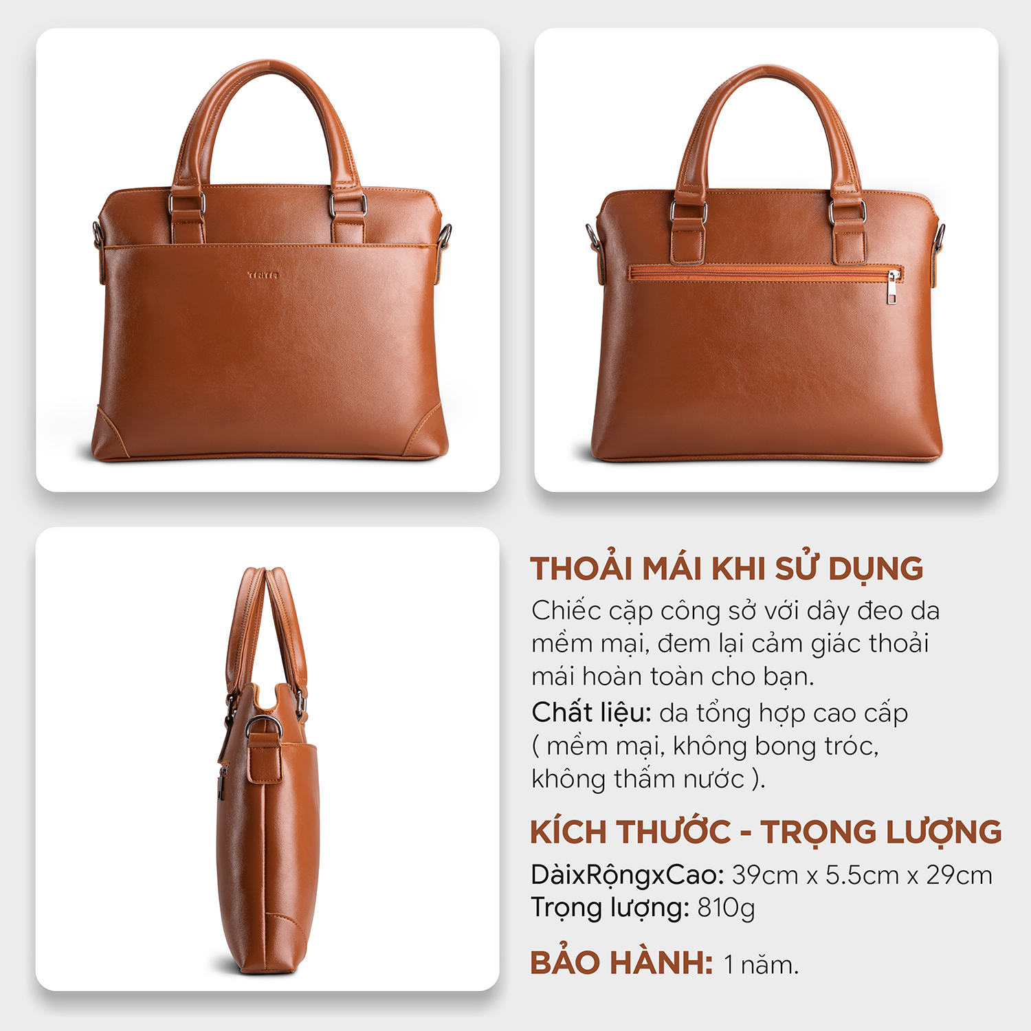 Cặp công sở Trita ( Thời trang nam phong cách đựng vừa laptop 14 inch - Cặp da TCA16 )