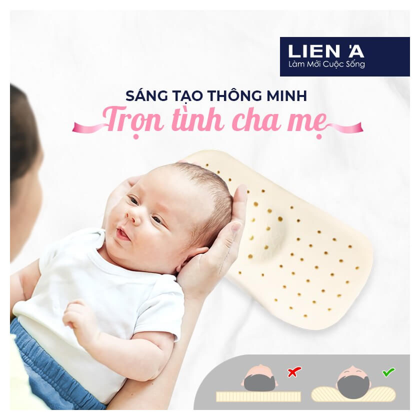 Gối cao su trẻ sơ sinh Liên Á 3 Gối cao su em bé Liên Á contour