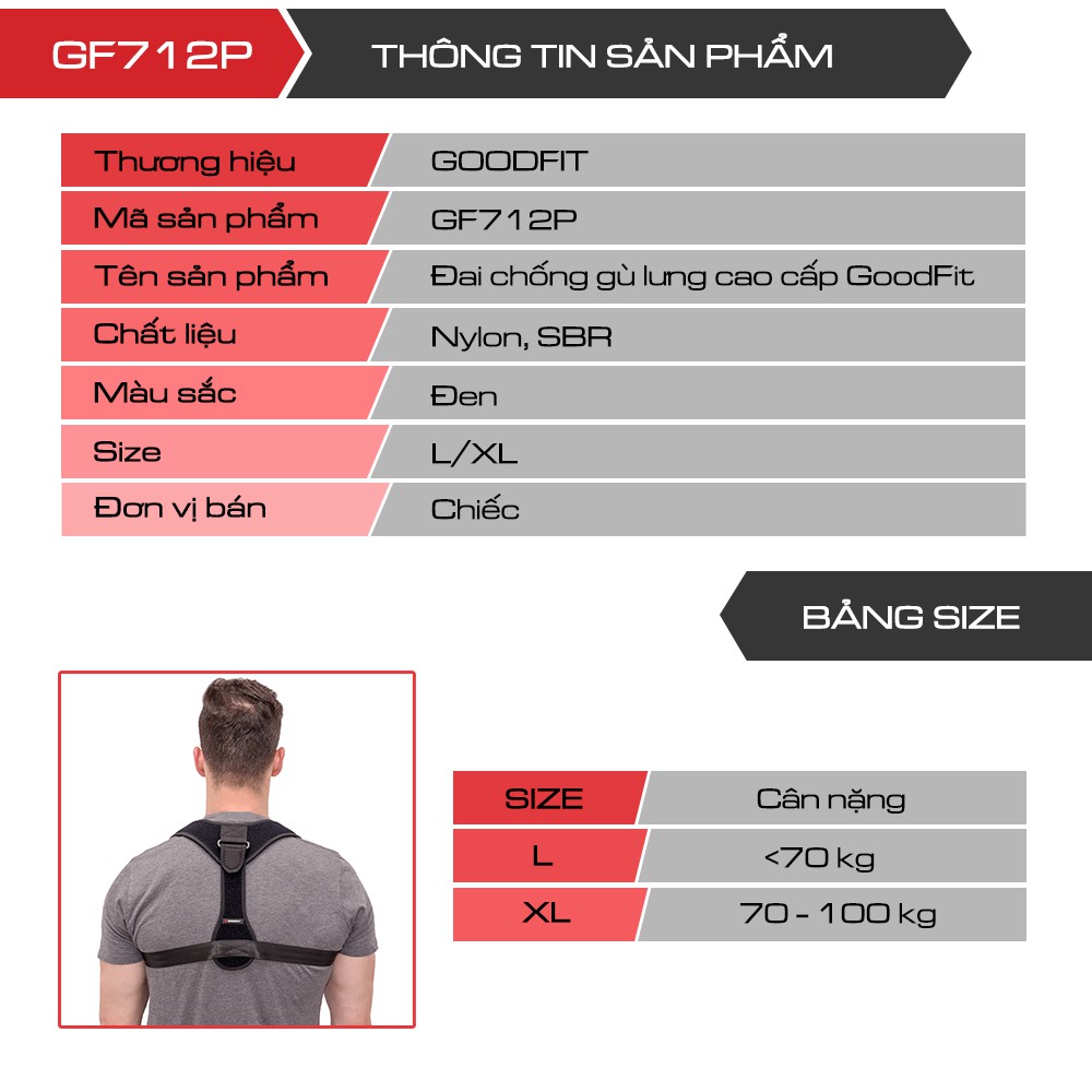 Đai chống gù lưng GoodFit  cao cấp GF712P