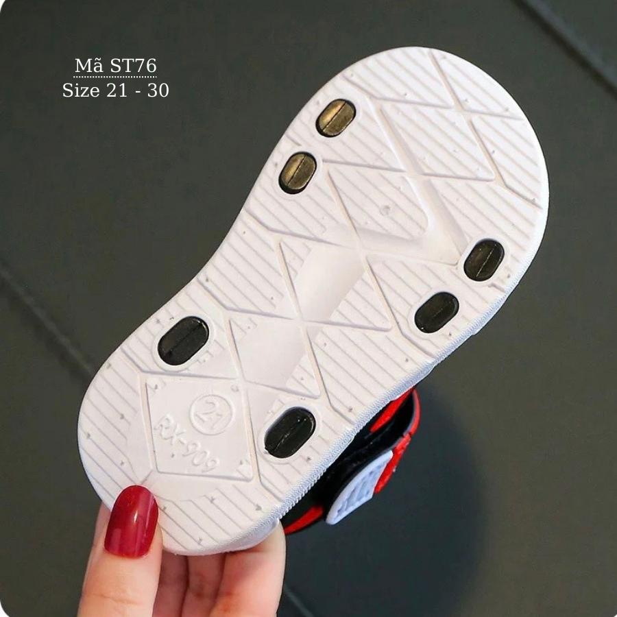 Xăng đan bé trai 1 2 3 4 5 tuổi quai ngang nhựa dẻo cao cấp êm nhẹ chống trơn trượt màu xanh cam quai dán tiện dụng phù hợp trẻ em nam đi học đi biển phong cách Hàn Quốc ST76