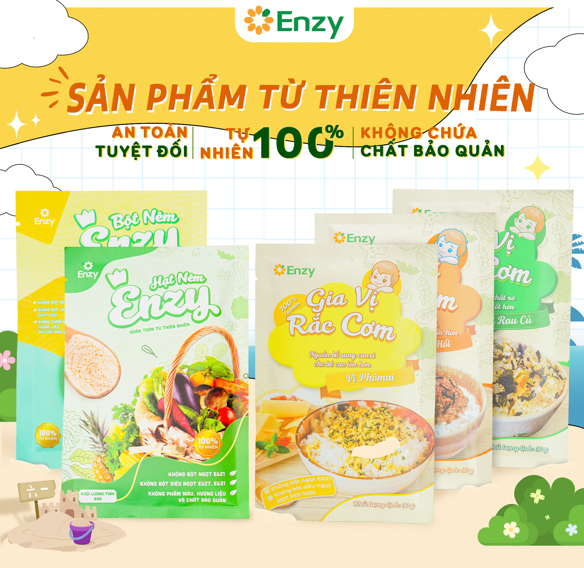 combo 3 gói gia vị cho bé, 1 gói hạt nêm ăn dặm, 1 hạt nêm thuần chay 1