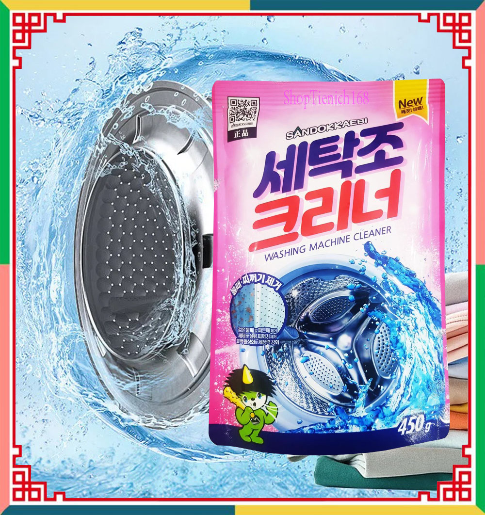 Gói bột tẩy vệ sinh lồng máy giặt Sandokkaebi 450g Hàn Quốc - Nhập khẩu chính hãng