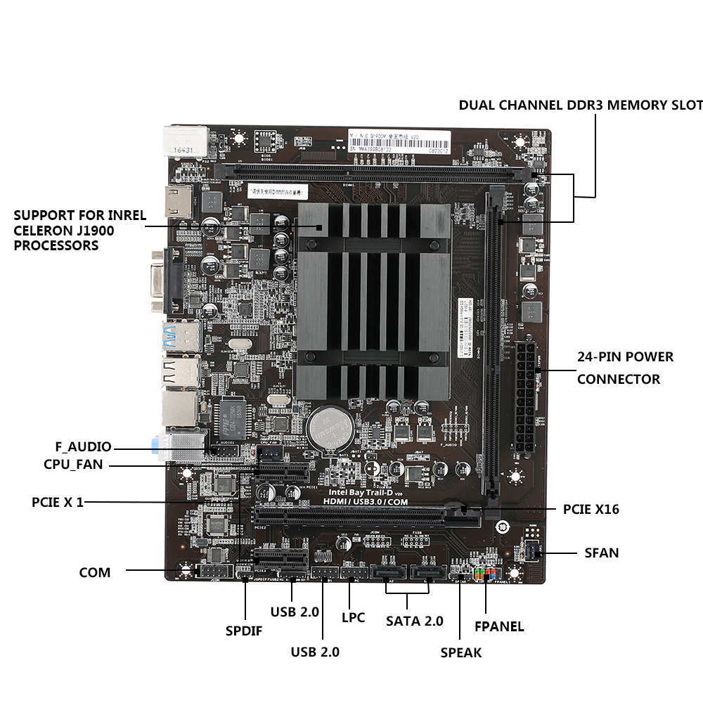 Bo Mạch Chủ C.Q1900M V20 Dành Cho Bộ Xử Lý Celeron J1900 Lõi Tứ