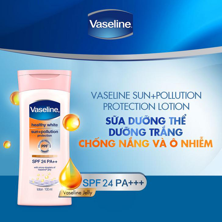 Sữa Dưỡng Thể Trắng Da Chống Nắng Và Ô Nhiễm Môi Trường Vaseline SPF 24 PA ++ (400ml)