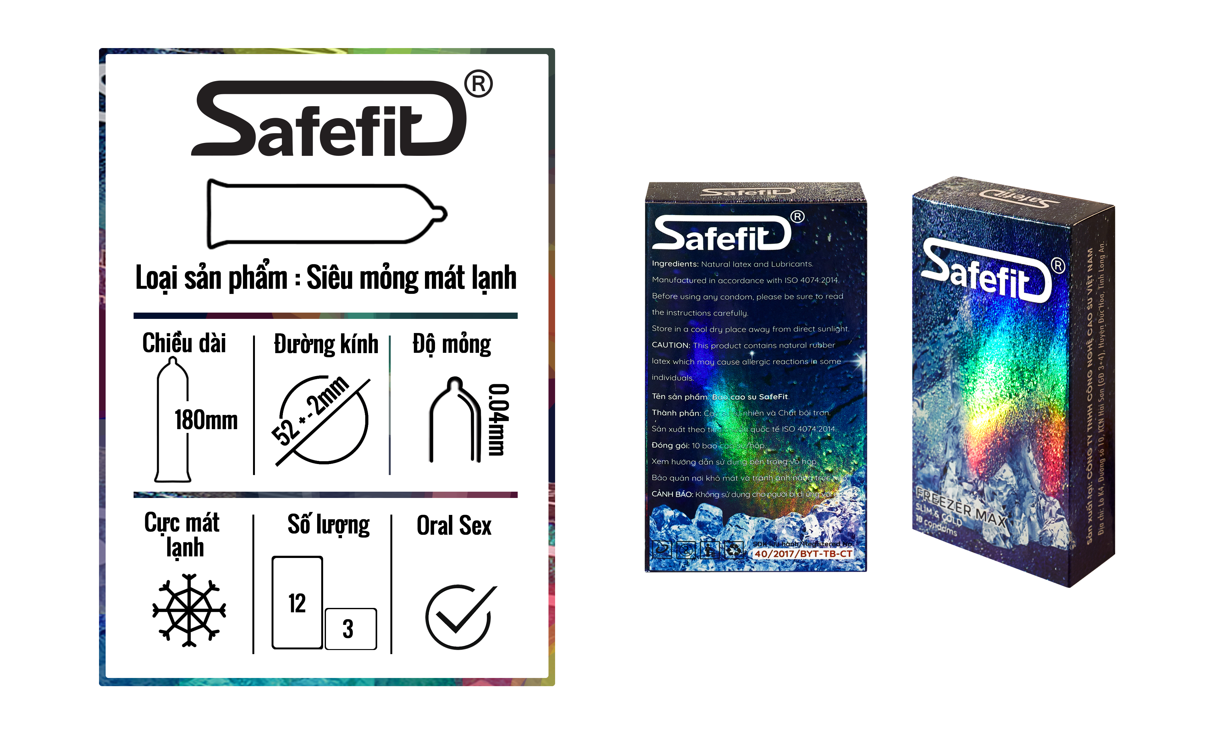 Bao cao su mát lạnh Safefit Freezer Max - hộp 3 chiếc