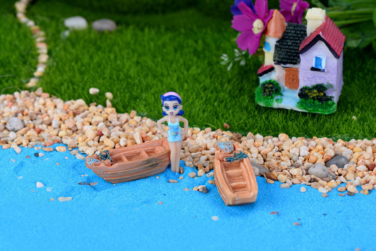 Mini Landscape Micro Decoration Cute Fishing Boat Resin Outdoor Miniature