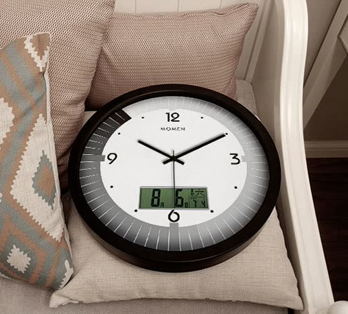 Momen wall clock creative LCD multi-function clock fashion living room modern clock bedroom wall clock hanging table quartz clock