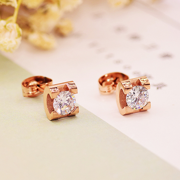 Bông tai Titan đính đá BT243 - Màu Đồng (2 chiếc)