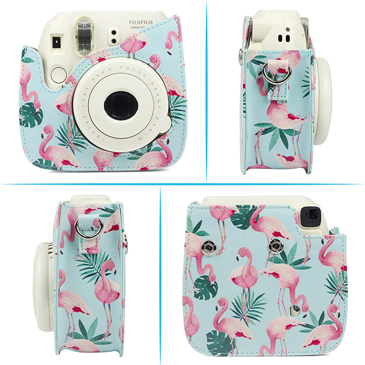 Bao Da Bảo Vệ Máy Chụp Ảnh Lấy Liền Instax Mini 9 / Mini 8 - Leaves Flamingo