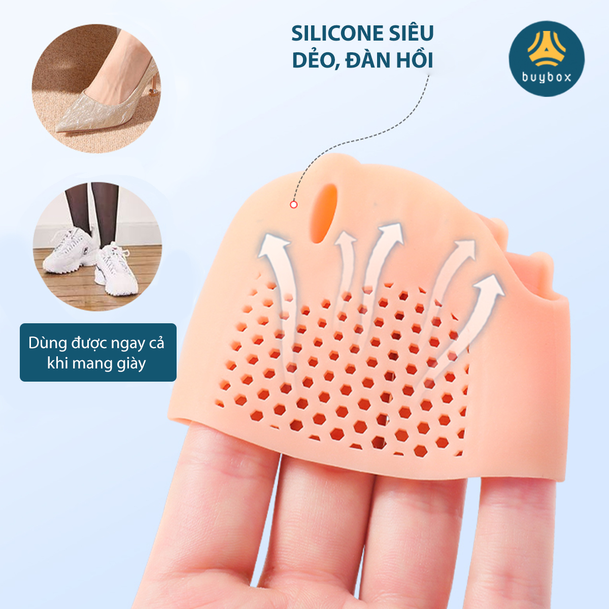 Combo 2 cặp dụng cụ chỉnh hình ngón chân cái bị vẹo Hallux Valgus chất liệu nhựa PC, vớ siliconesilicone tổ ong - Buybox