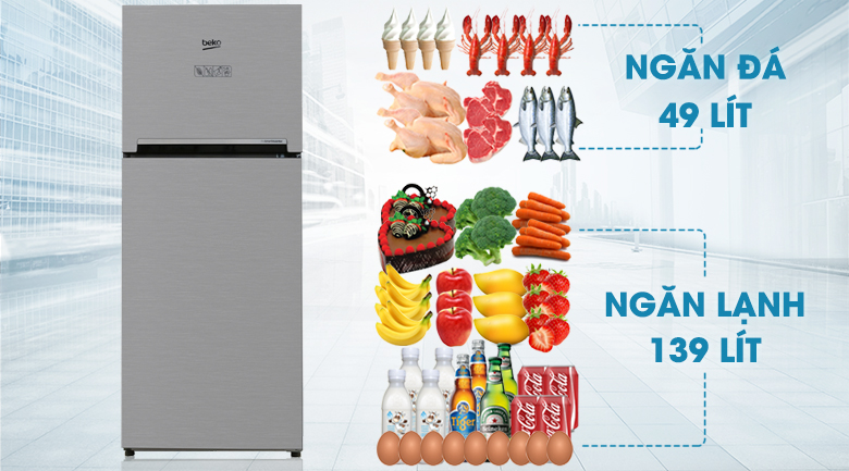 Tủ Lạnh Inverter Beko RDNT200I50VS (188L) (Bạc)
