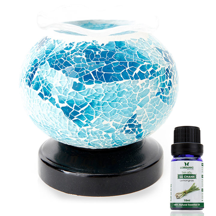 Combo Đèn Xông Tinh Dầu Pha Lê Dx0421 + Tinh Dầu Sả Chanh Lgn0261 (10ml)