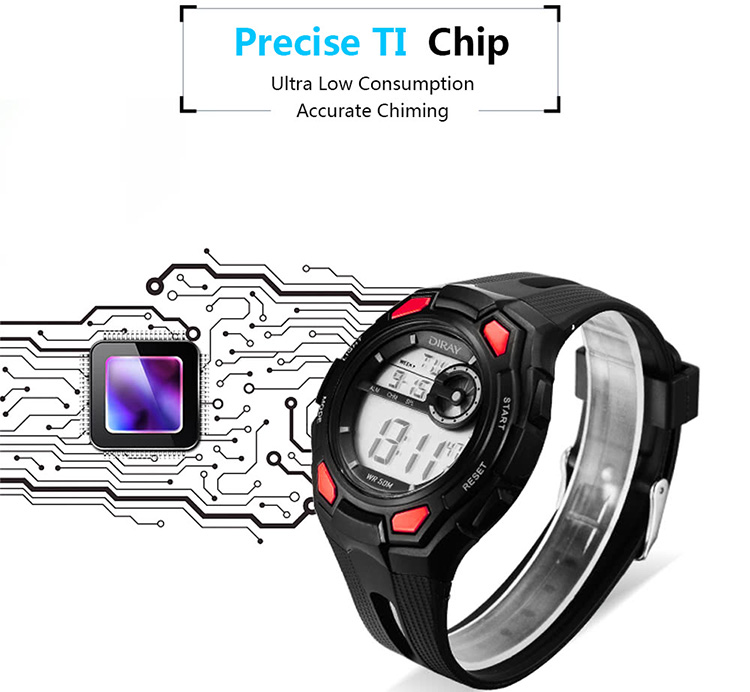 DIRAY 50M Water-resistant Large Dial Digital Men Watches Sport Wristwatches Luminous Military Relogio Masculino